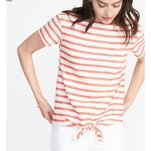 Old Navy Relaxed Tie Front Striped Shirt